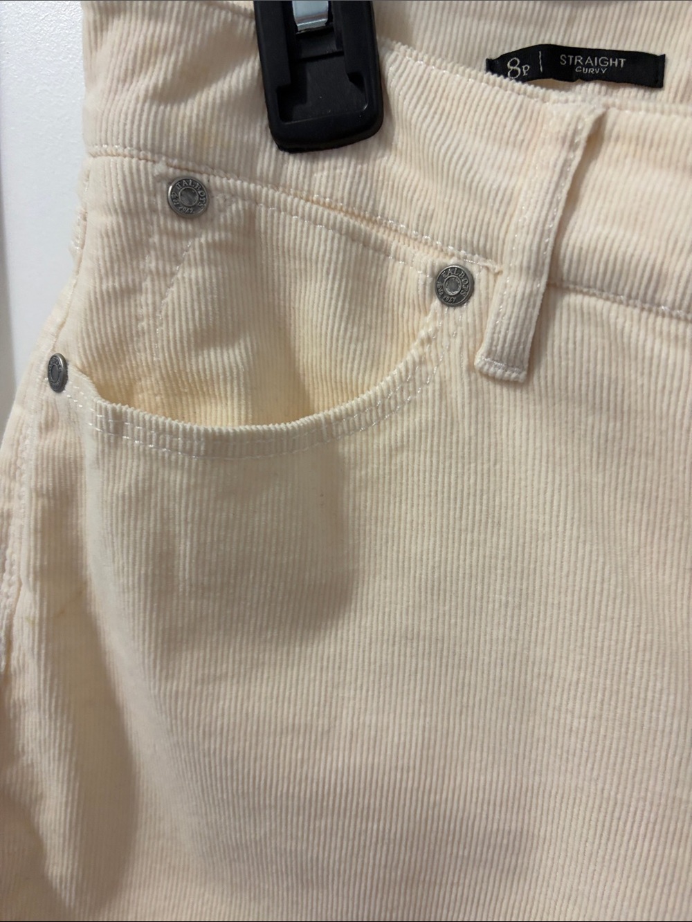 Talbots Cream Straight-Leg Corduroy High Rise Pants - Women's - Picture 3 of 5